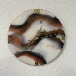 Handmade Resin White/ Bronze/ Gold Marble- 11"