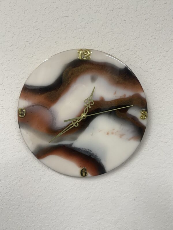 Handmade Resin White/ Bronze/ Gold Marble- 11"