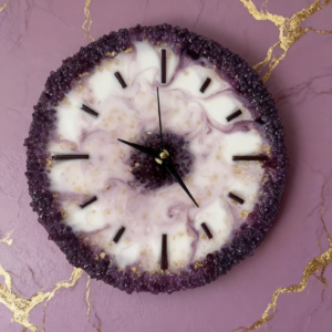Resin Clock- Mauve Rhinestone- 10"